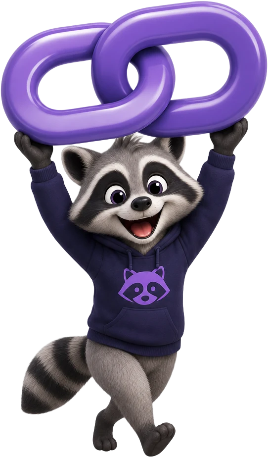 Raccoon carrying a link