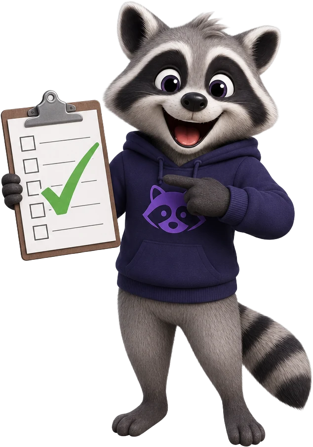 Raccoon holding a checklist
