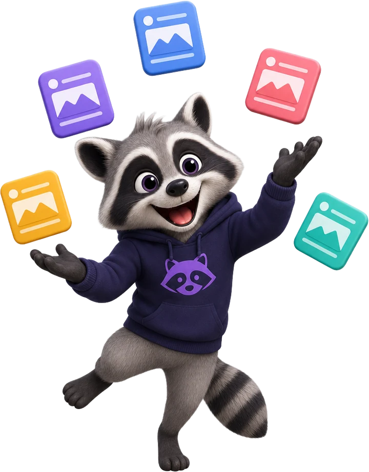 Raccoon juggling posts