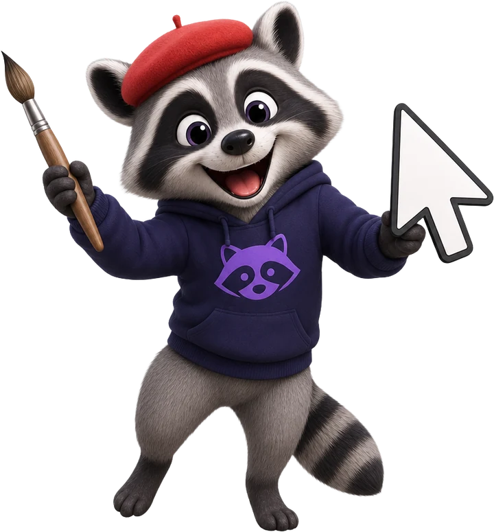 Raccoon artist with a beret